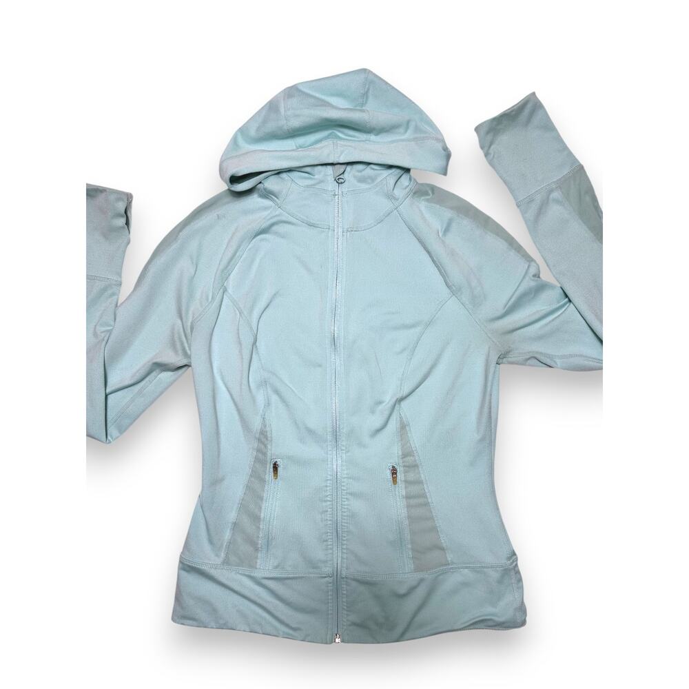 Zella Mint Blue Athletic Zip-up Jacket W/ Hood Size Small